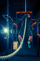 Image showing Crossfit athlete with a rope