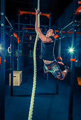 Image showing Crossfit athlete with a rope