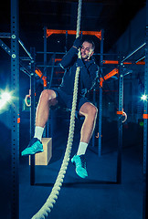 Image showing Crossfit athlete with a rope