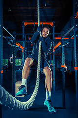 Image showing Crossfit athlete with a rope