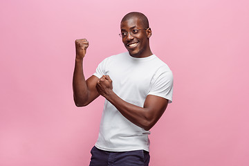 Image showing Portrait of a very happy afro American man