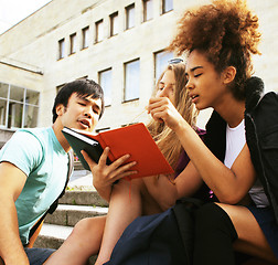 Image showing cute group teenages at the building of university