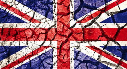 Image showing flag of great britain on cracked ground background