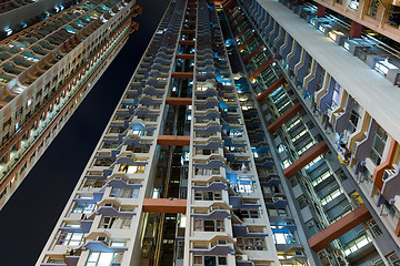 Image showing Tall building from low angle at night