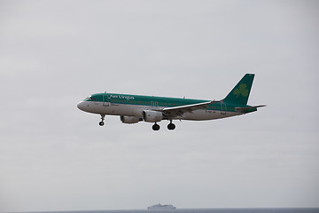 Image showing ARECIFE, SPAIN - APRIL, 15 2017: AirBus A320 of Aer Lingus ready