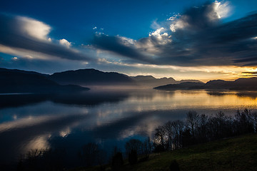 Image showing Kvam in Hardanger fjord, Norway, in a fascinating light