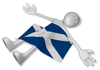 Image showing dead cartoon guy and flag of scotland - 3d illustration