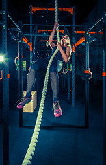 Image showing Crossfit athlete with a rope