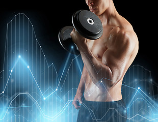 Image showing close up of man with dumbbells exercising