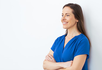 Image showing face of happy smiling middle aged woman