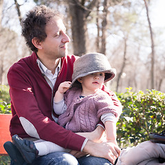 Image showing Father with cheerful child in the park.