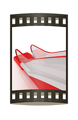 Image showing Single escalator. 3d illustration. The film strip.