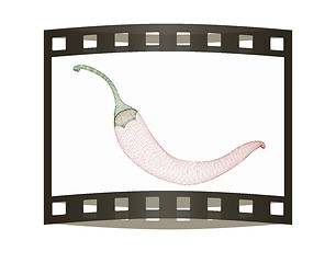 Image showing chili pepper. 3d illustration. The film strip.