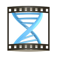Image showing DNA structure model on white. 3D illustration. The film strip.
