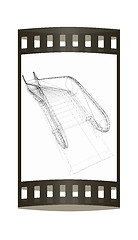 Image showing Single escalator. 3d illustration. The film strip.