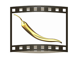 Image showing Gold Hot Pepper Icon. 3d illustration. The film strip.