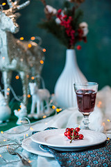 Image showing Beautiful Christmas table setting with decorations