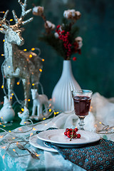 Image showing Beautiful Christmas table setting with decorations