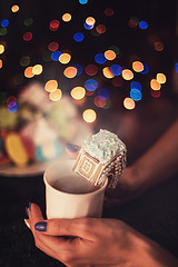 Image showing Christmas cookies and cup of tea