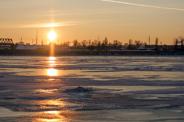 Image showing Winter landscape with frozen river