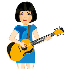 Image showing Girl plays on guitar