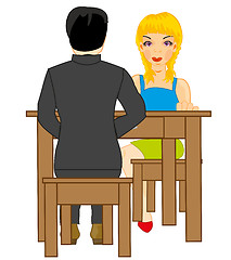 Image showing Girl and lad at the table