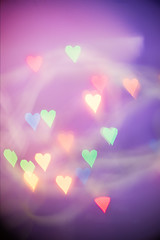 Image showing Defocused bokeh light hearts