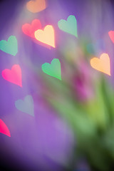 Image showing Defocused bokeh light hearts