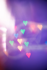 Image showing Defocused bokeh light hearts