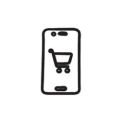 Image showing Online shopping sketch icon.