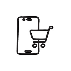 Image showing Online shopping sketch icon.