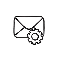 Image showing Envelope mail with gear sketch icon.