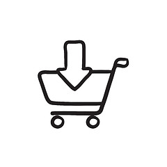 Image showing Online shopping cart sketch icon.