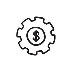 Image showing Gear with dollar sign sketch icon.