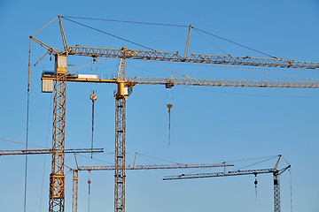 Image showing Tall Construction Cranes