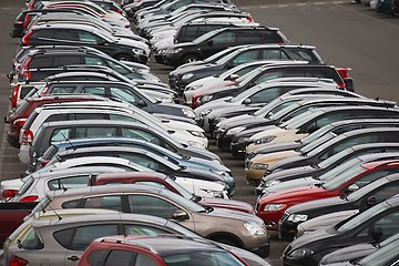 Image showing Cars Parked in a row