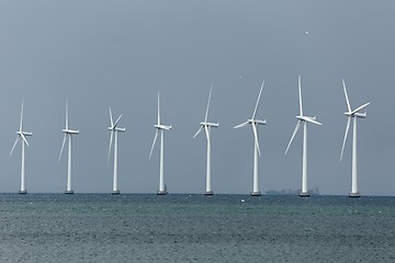 Image showing Wind tubines near the coast