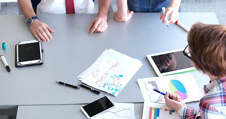 Image showing office and teamwork concept - group of business people having a 