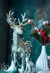 Image showing Beautiful Christmas table setting with decorations