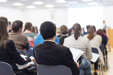 Image showing Woman giving presentation on business conference.