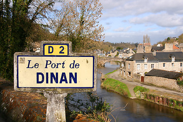 Image showing The harbor on the Rance river in Dinan, France