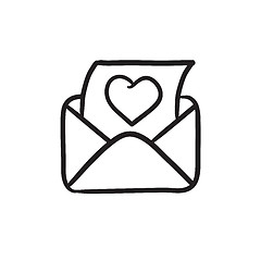 Image showing Envelope mail with heart sketch icon.