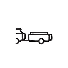 Image showing Car with trailer sketch icon.