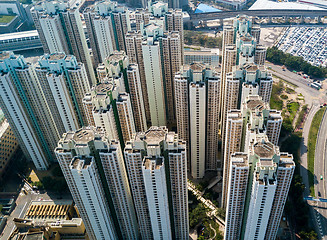 Image showing Top view of skyscraper in Hong Kong city 