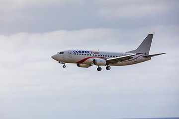 Image showing ARECIFE, SPAIN - APRIL, 15 2017: Boeing 737 - 300 of Cobrex Tran