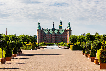 Image showing The majestic castle Frederiksborg Castle seen from the beautiful