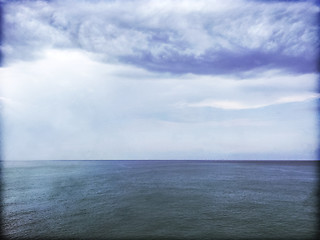 Image showing Grungy image of stormy sea and clouds
