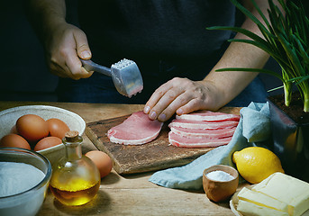 Image showing cook is preparing meat