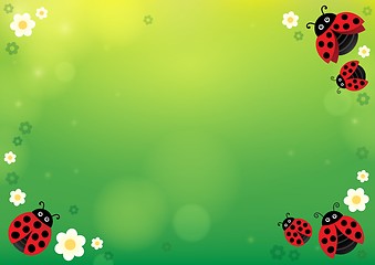 Image showing Spring background with ladybugs 1