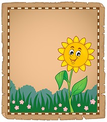 Image showing Parchment with happy flower 1